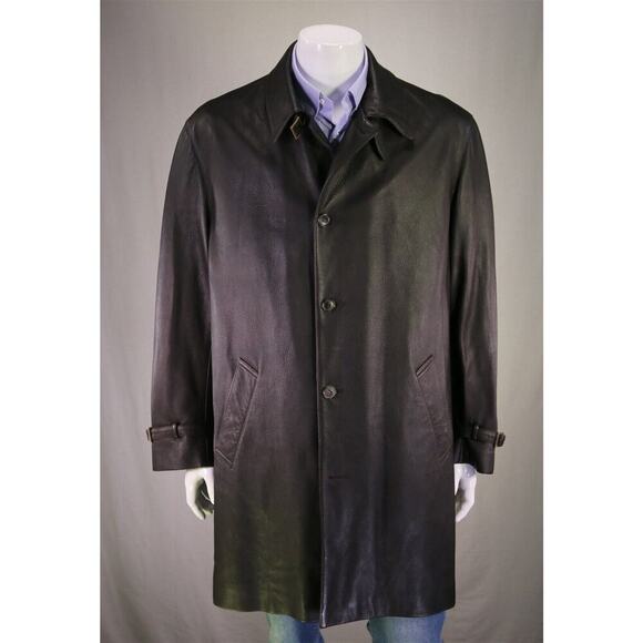 Seraphin Paris Dark Brown Grain Deer Leather Overcoat Coat Eu 56 - US 46/XL - Picture 1 of 11